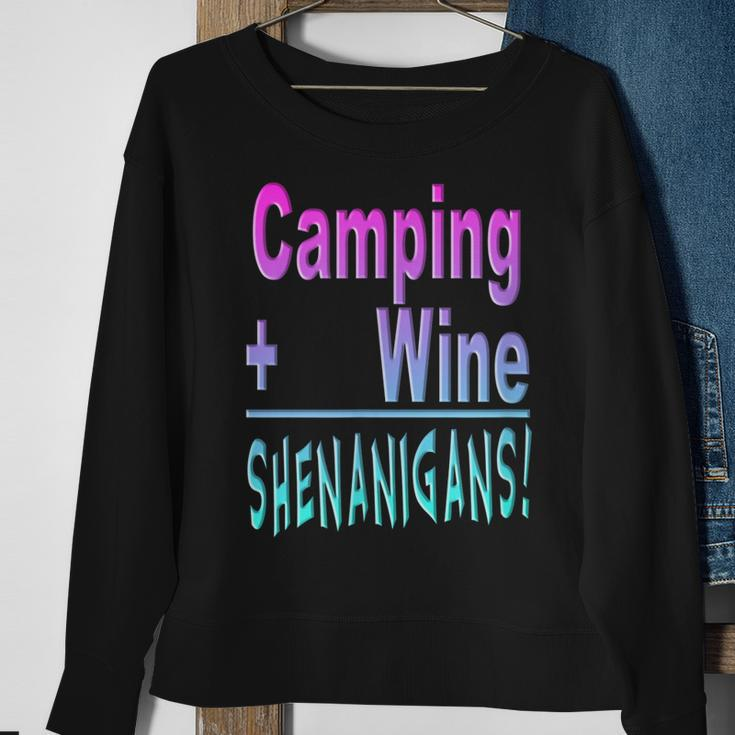 Camping Drink Wine Shenanigans Funny Camp Humor Drinking Sweatshirt Gifts for Old Women