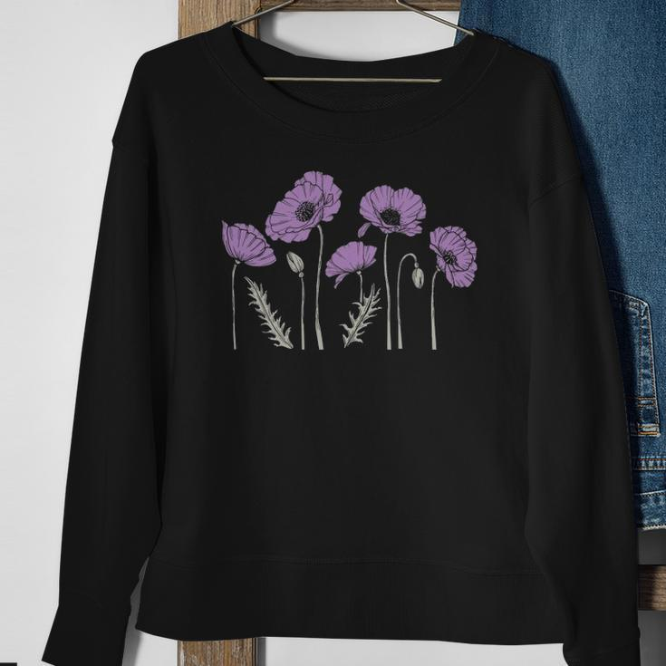 Casual Purple Poppy Flowers Graphic For Women Sweatshirt Gifts for Old Women