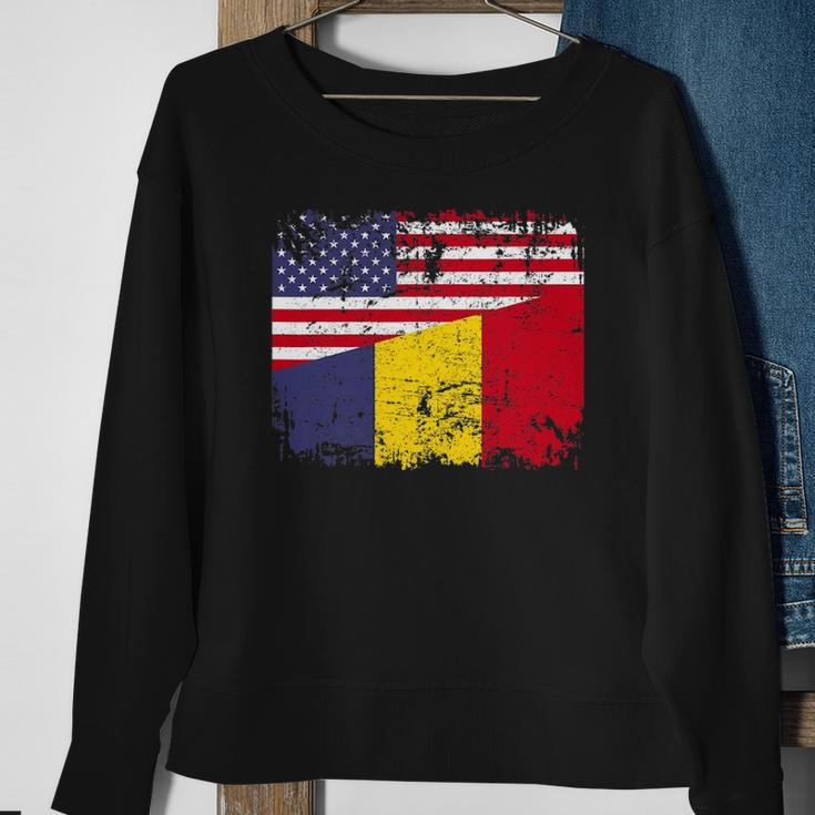 Chadian Roots Half American Flag Usa Chad Flag Sweatshirt Gifts for Old Women