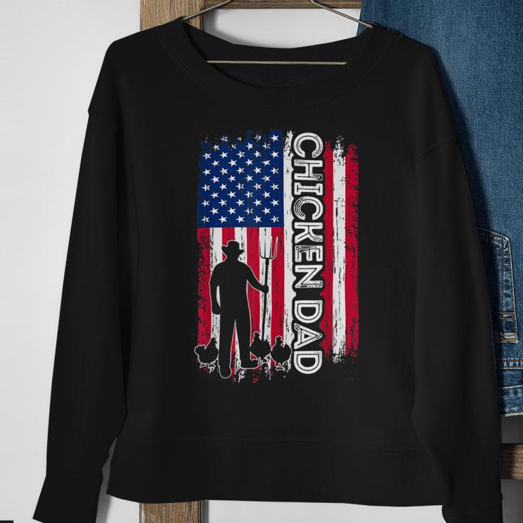 Chicken Chicken Chicken Dad American Flag Poultry Farmer Dad Fathers Day Sweatshirt Gifts for Old Women