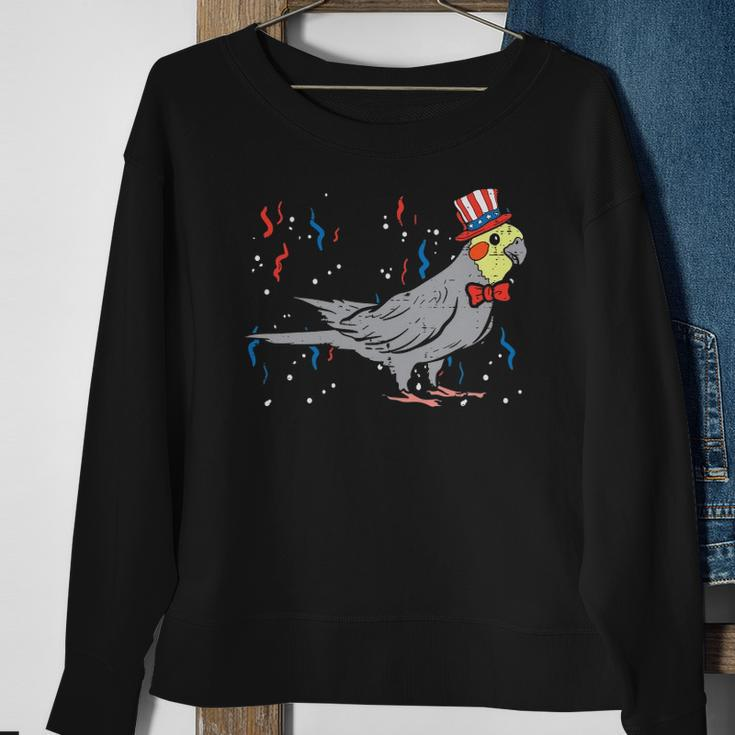 Cockatiel Bird American Flag Usa 4Th Of July Fourth Animal Sweatshirt Gifts for Old Women