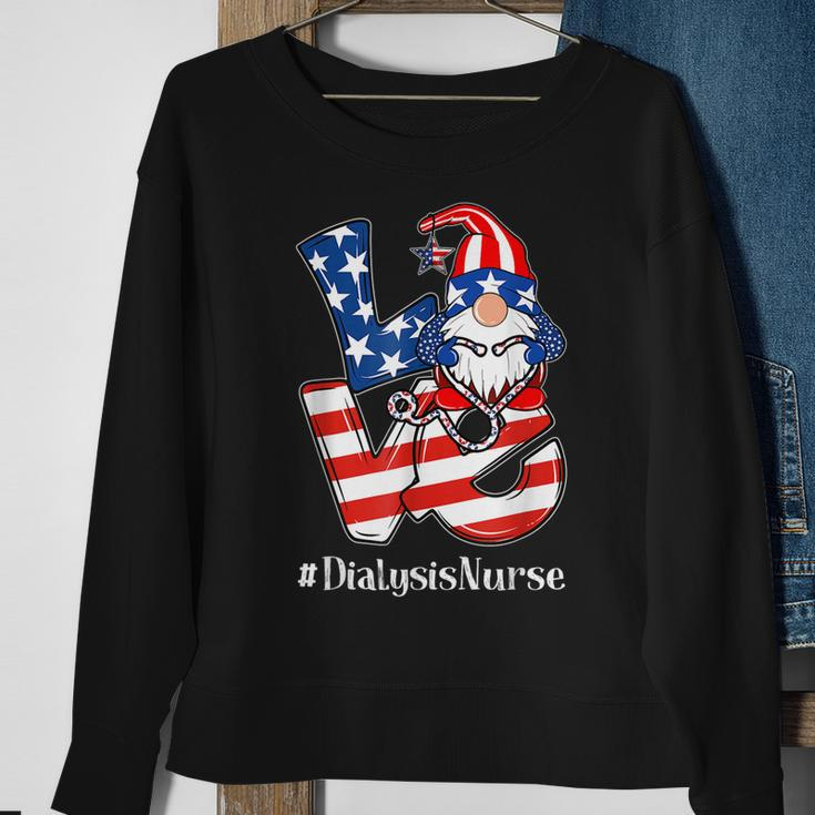 Dialysis Nurse 4Th Of July Love Gnome Dialysis Nurse Love Sweatshirt Gifts for Old Women