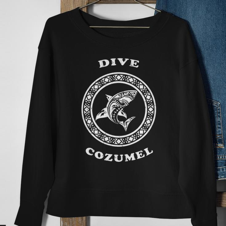 Dive Cozumel Vintage Tribal Shark Vacation Diving Gift Sweatshirt Gifts for Old Women