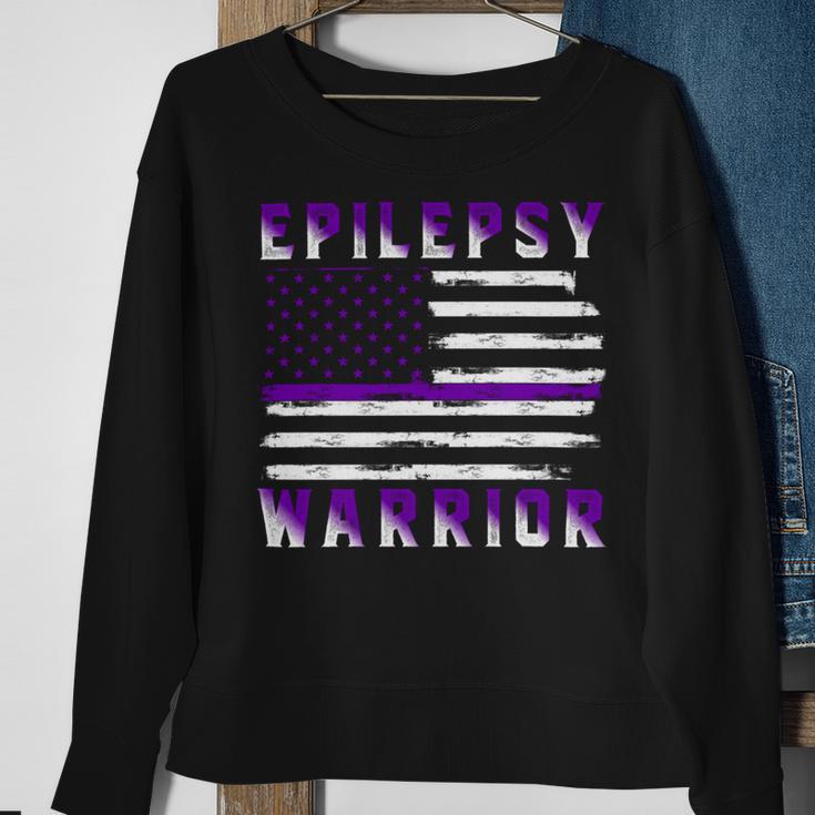 Epilepsy Warrior Usa Flag United States Flag Epilepsy Epilepsy Awareness Sweatshirt Gifts for Old Women