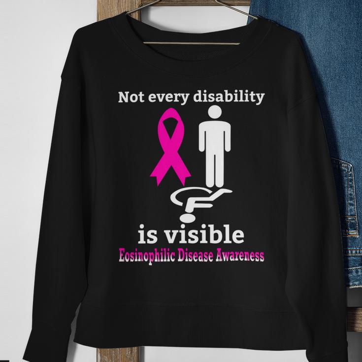 Every Disability Is Visible Eosinophilic Disease Awareness Pink Ribbon Eosinophilic Disease Eosinophilic Disease Awareness Sweatshirt Gifts for Old Women