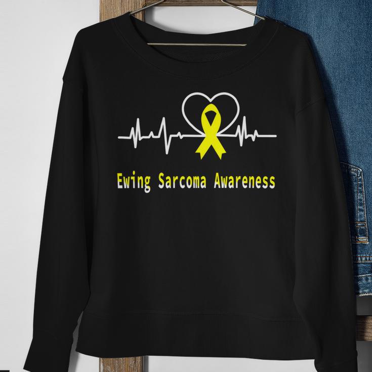 Ewings Sarcoma Awareness Heartbeat Yellow Ribbon Ewings Sarcoma Ewings Sarcoma Awareness Sweatshirt Gifts for Old Women