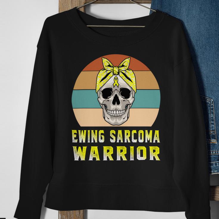 Ewings Sarcoma Warrior Skull Women Vintage Yellow Ribbon Ewings Sarcoma Ewings Sarcoma Awareness V2 Sweatshirt Gifts for Old Women