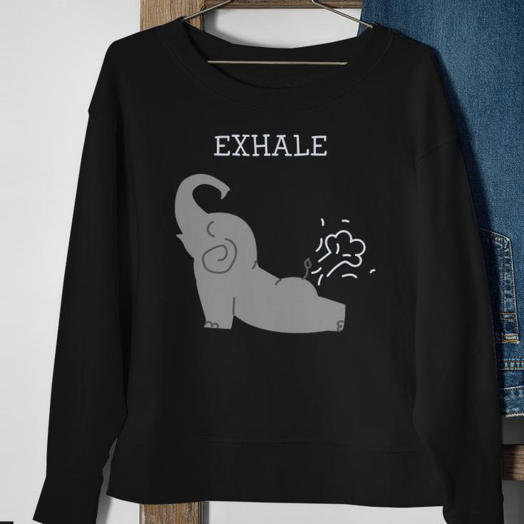 Exhale Elephant Fart Yoga Funny Sweatshirt Gifts for Old Women