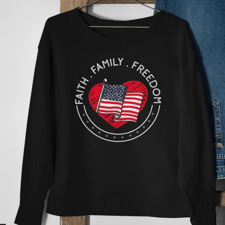 Faith Family Freedom American Patriotism Christian Faith Sweatshirt Gifts for Old Women