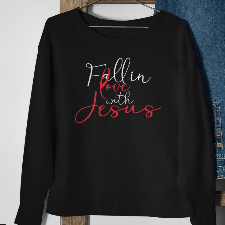 Fall In Love With Jesus Religious Prayer Believer Bible Gift Sweatshirt Gifts for Old Women