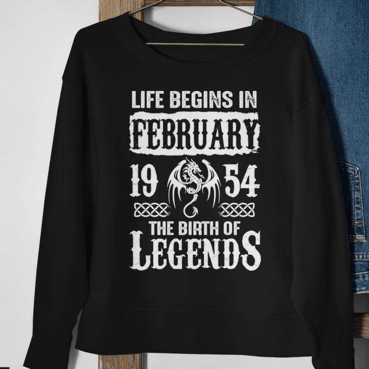 February 1954 Birthday Life Begins In February 1954 Sweatshirt Gifts for Old Women