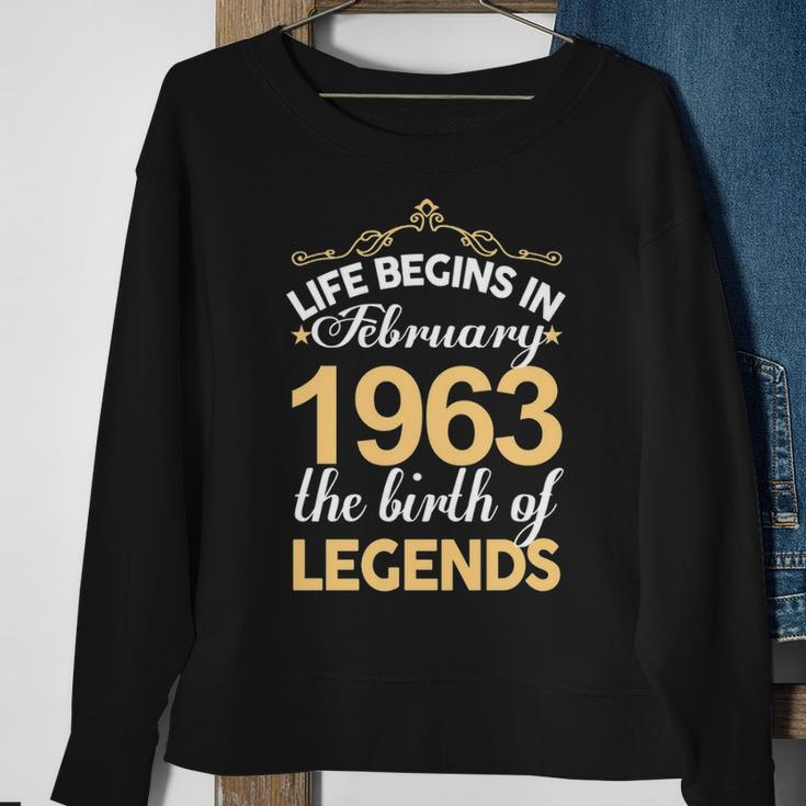 February 1963 Birthday Life Begins In February 1963 V2 Sweatshirt Gifts for Old Women
