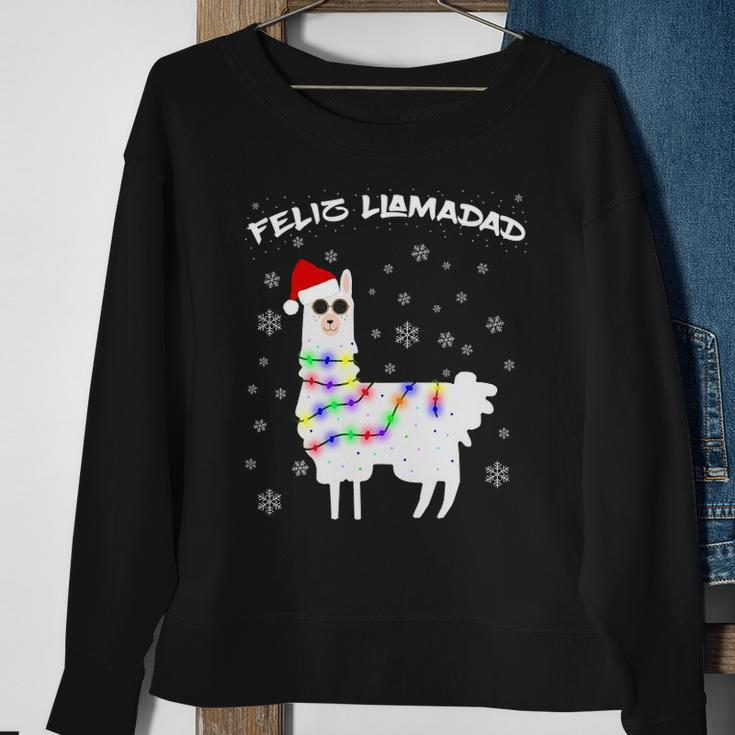 Feliz Llamadad Funny Lama Christmas Saying Alpaca Outfit Sweatshirt Gifts for Old Women