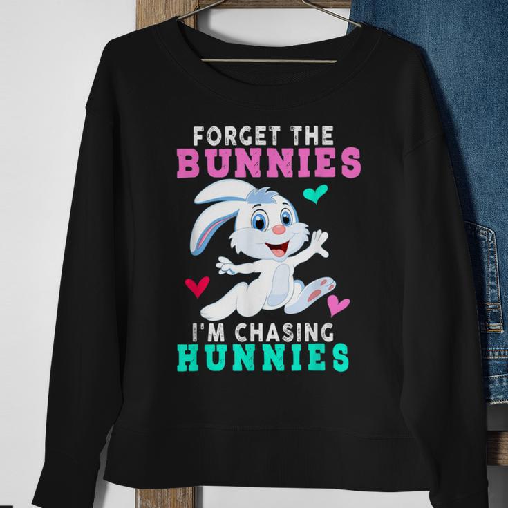 Forget The Bunnies Im Chasing Hunnies Funny Sweatshirt Gifts for Old Women