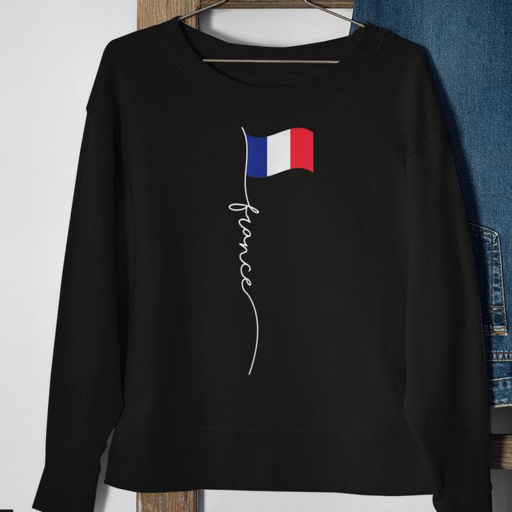 France Signature Flag Pole - Elegant Patriotic French Flag Sweatshirt Gifts for Old Women