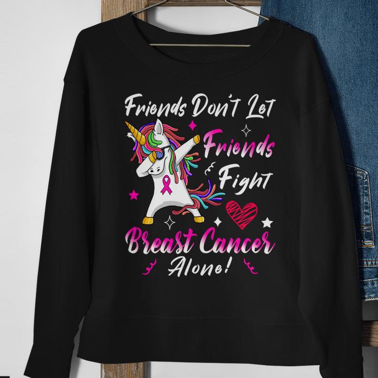 Friends Dont Let Friends Fight Breast Cancer Alone Pink Ribbon Unicorn Breast Cancer Support Breast Cancer Awareness Sweatshirt Gifts for Old Women