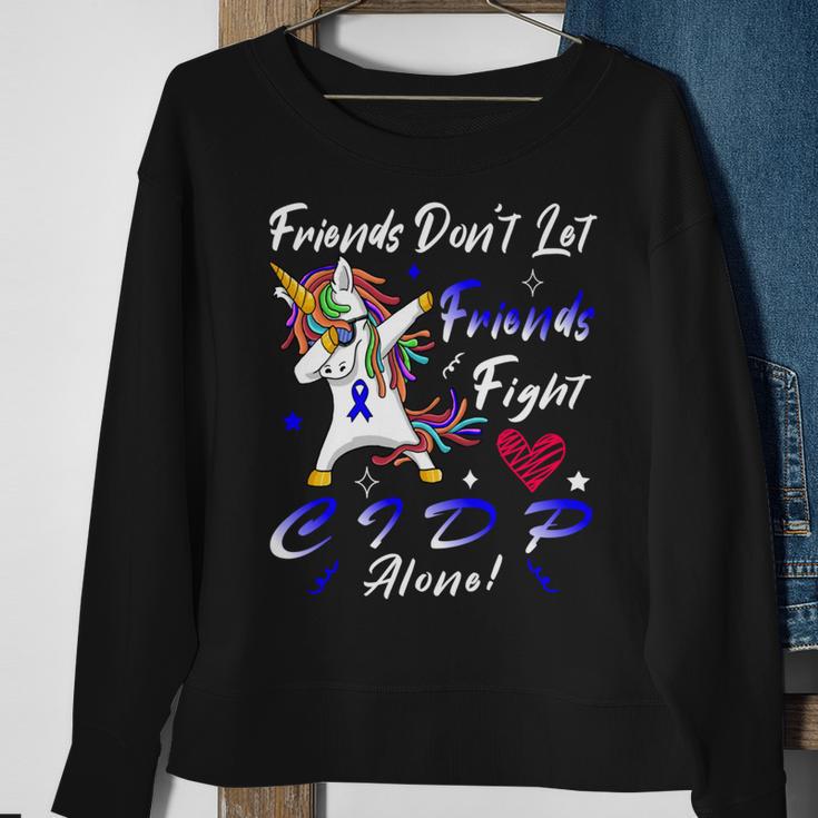 Friends Dont Let Friends Fight Chronic Inflammatory Demyelinating Polyneuropathy Cidp Alone Unicorn Blue Ribbon Cidp Support Cidp Awareness V2 Sweatshirt Gifts for Old Women