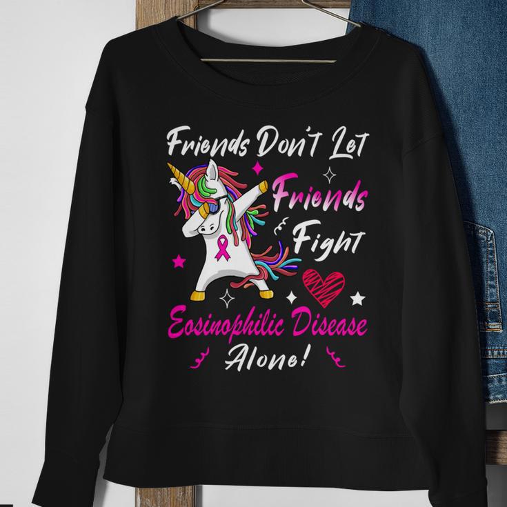 Friends Dont Let Friends Fight Eosinophilic Disease Alone Pink Ribbon Eosinophilic Disease Eosinophilic Disease Awareness Sweatshirt Gifts for Old Women