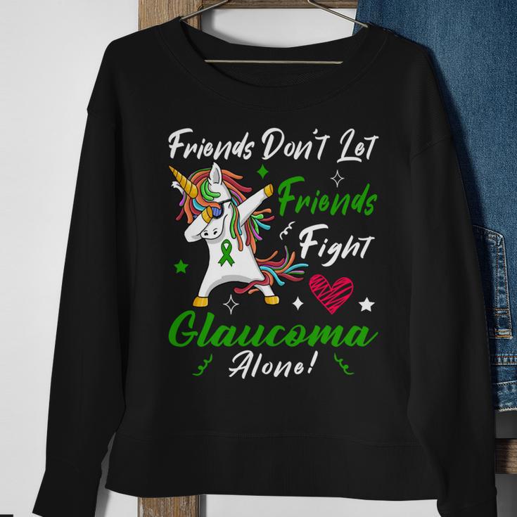 Friends Dont Let Friends Fight Glaucoma Alone Unicorn Green Ribbon Glaucoma Glaucoma Awareness Sweatshirt Gifts for Old Women