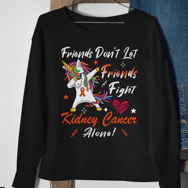 Friends Dont Let Friends Fight Kidney Cancer Alone Unicorn Orange Ribbon Kidney Cancer Kidney Cancer Awareness Sweatshirt Gifts for Old Women