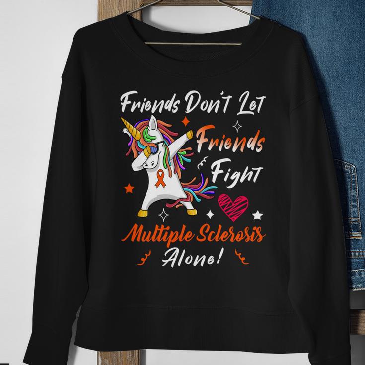 Friends Dont Let Friends Fight Multiple Sclerosis Alone Unicorn Orange Ribbon Multiple Sclerosis Multiple Sclerosis Awareness Sweatshirt Gifts for Old Women