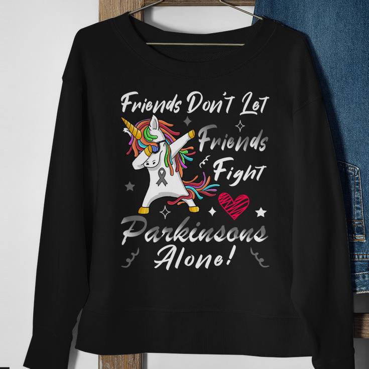 Friends Dont Let Friends Fight Parkinsons Alone Grey Ribbon Parkinsons Parkinsons Awareness Sweatshirt Gifts for Old Women