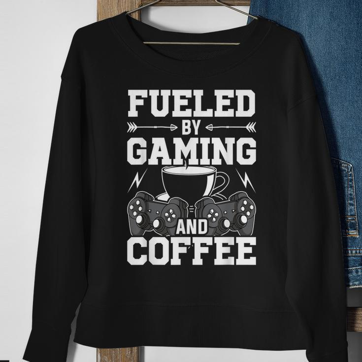 Fueled By Gaming And Coffee Video Gamer Gaming Sweatshirt Gifts for Old Women