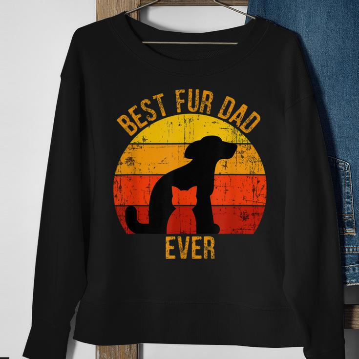Funny Best Fur Dad Ever Vintage Retro Dog Cat Owner Sweatshirt Gifts for Old Women