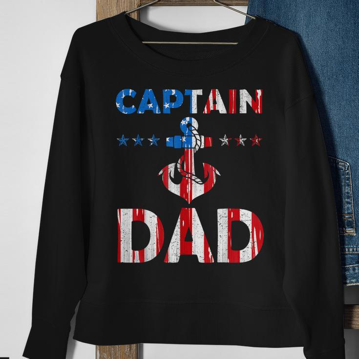Funny Captain Dad Boat Owner American Flag 4Th Of July Sweatshirt Gifts for Old Women