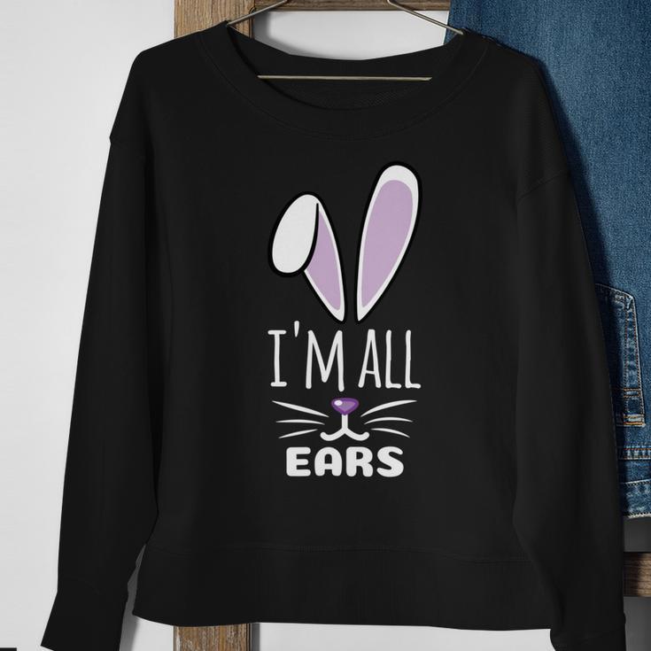 Funny Cute Pastel Purple Bunny Im All Ears Rabbit Happy Easter Day Gift For Girls Women Mom Mommy Family Birthday Holiday Christmas Sweatshirt Gifts for Old Women