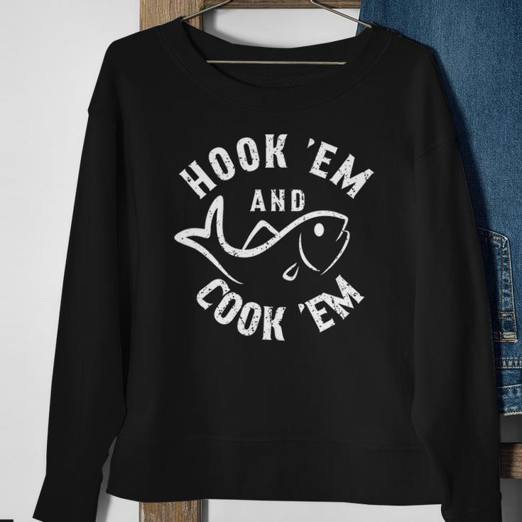 Funny Hookem And Cookem Fishing Sweatshirt Gifts for Old Women
