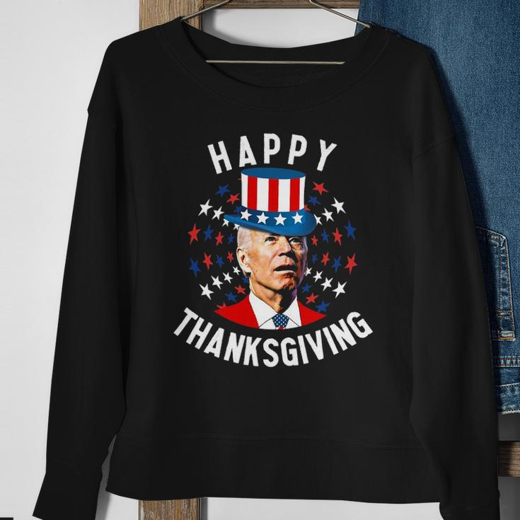 Funny Joe Biden Happy Thanksgiving For Fourth Of July Red White Blue Star Sweatshirt Gifts for Old Women