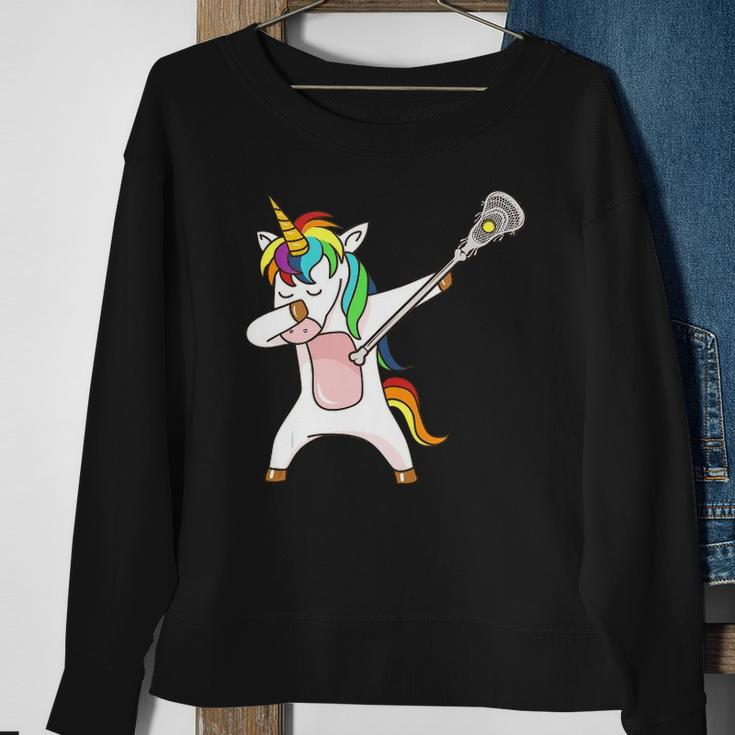 Funny Lacrosse Unicorn Dabbing Gift Sweatshirt Gifts for Old Women