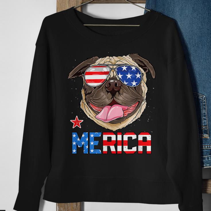 Funny Pug 4Th Of July Merica Mens Womens Kids American Flag Sweatshirt Gifts for Old Women