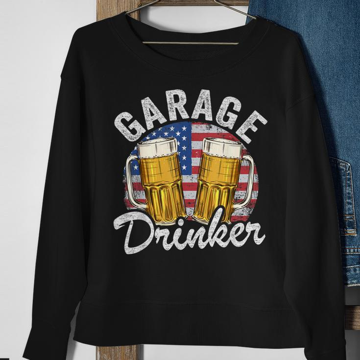 Garage Drinker 4Th Of July American Flag Dad Mens Garage Sweatshirt Gifts for Old Women