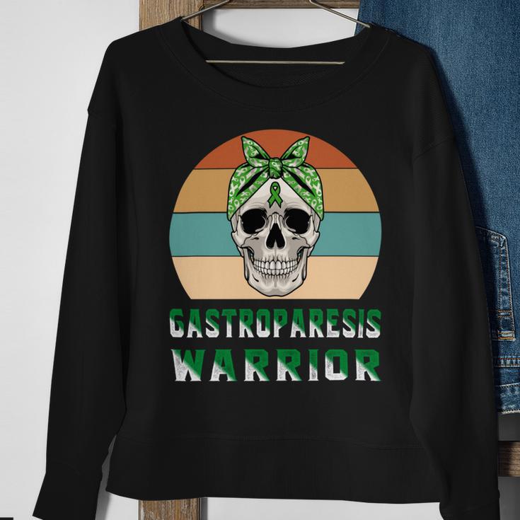 Gastroparesis Warrior Skull Women Vintage Green Ribbon Gastroparesis Gastroparesis Awareness Sweatshirt Gifts for Old Women