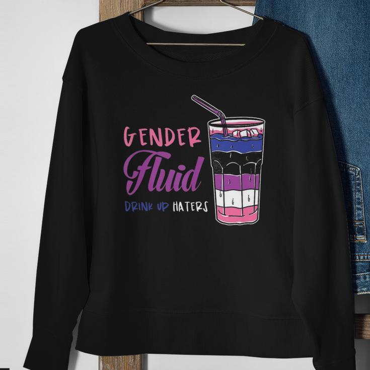 Genderfluid Drink Up Haters Genderfluid Sweatshirt Gifts for Old Women