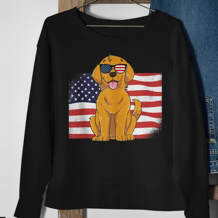 Golden Retriever Dad & Mom American Flag 4Th Of July Usa Lab Sweatshirt Gifts for Old Women
