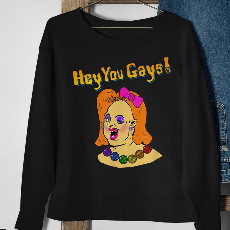 Hey You Gays Hey You Guys Sloth In Drag Funny Gay Pride Sweatshirt Gifts for Old Women