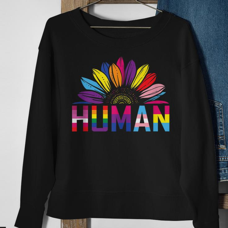 Human Lgbtq Month Pride Sunflower Sweatshirt Gifts for Old Women
