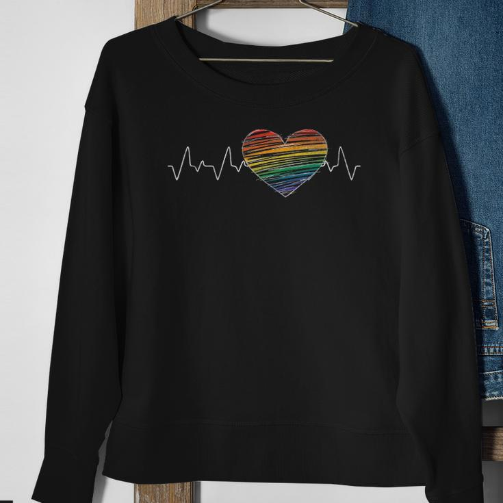 Human Rights Equality Gay Pride Month Heartbeat Lgbt Sweatshirt Gifts for Old Women