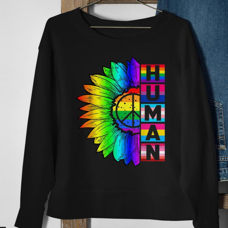 Human Sunflower Lgbt Flag Gay Pride Month Proud Lgbtq V3 Sweatshirt Gifts for Old Women