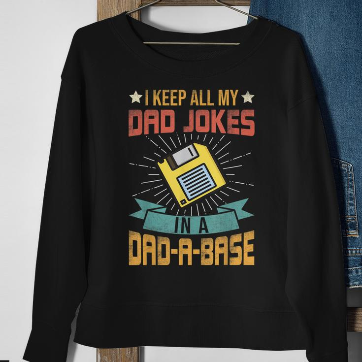 I Keep All My Dad Jokes In A Dad-A-Base Vintage Fathers Day Sweatshirt Gifts for Old Women