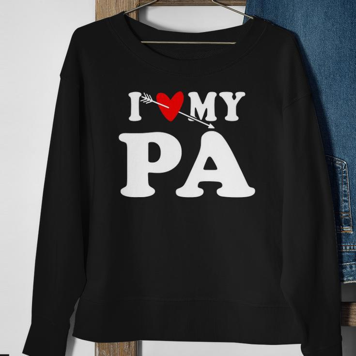 I Love My Pa With Heart Fathers Day Wear For Kid Boy Girl Sweatshirt Gifts for Old Women