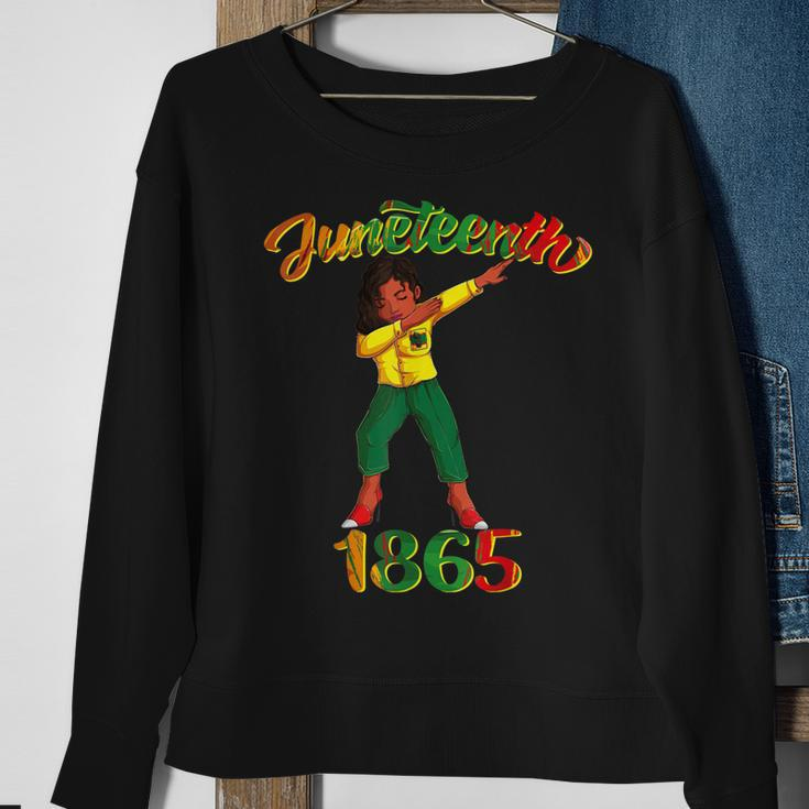 Juneteenth 1865 Dab Black Woman Brown Skin Afro American Sweatshirt Gifts for Old Women