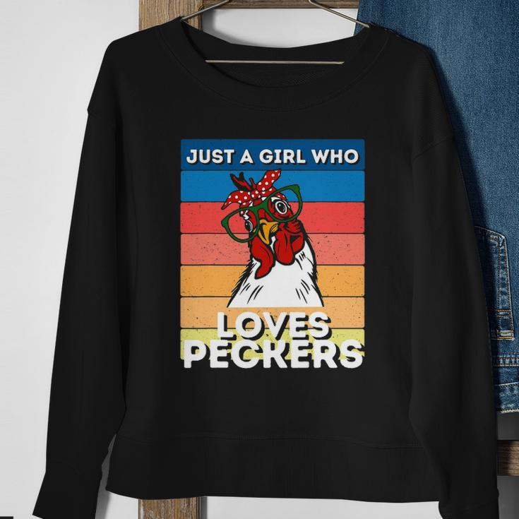 Just A Girl That Loves Peckers Funny Chicken Woman Tee Sweatshirt Gifts for Old Women