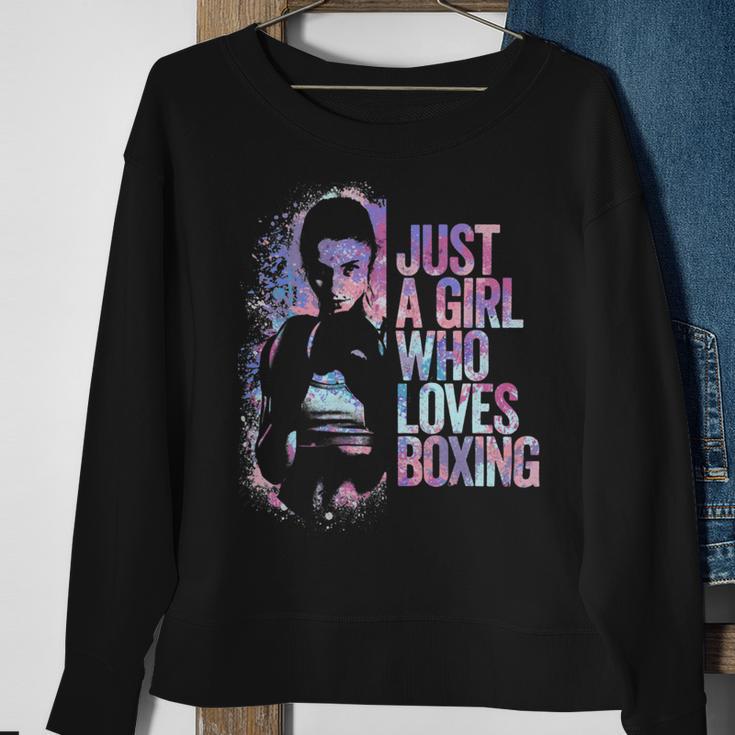 Just A Girl Who Loves Boxing Ink Splatter Sweatshirt Gifts for Old Women