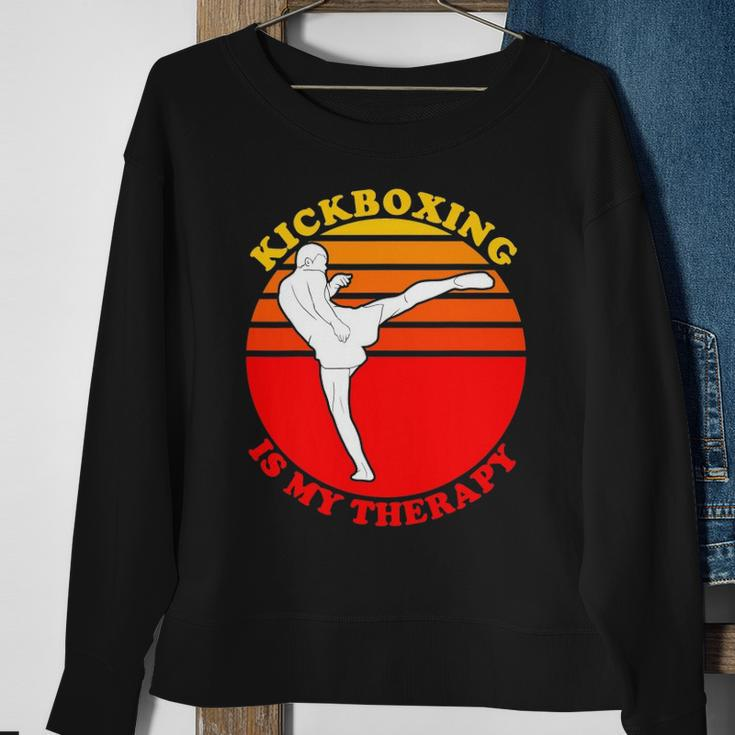 Kickboxing Is My Therapy Funny Kickboxing Sweatshirt Gifts for Old Women