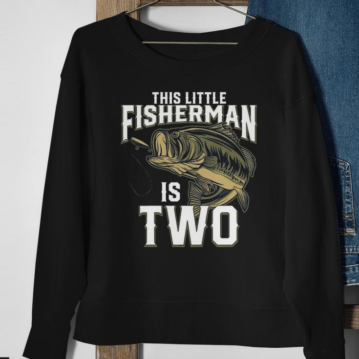 Kids 2 Years Old Fishing Birthday Party Fisherman 2Nd Gift For Boy Sweatshirt Gifts for Old Women