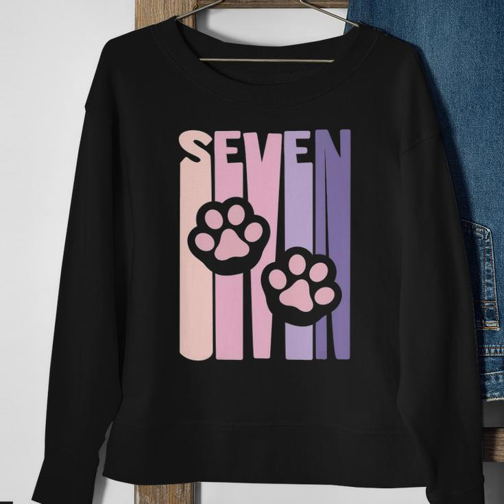 Kids 7Th Birthday Paw Cute Dog Fan 7 Years Old For Girls Sweatshirt Gifts for Old Women